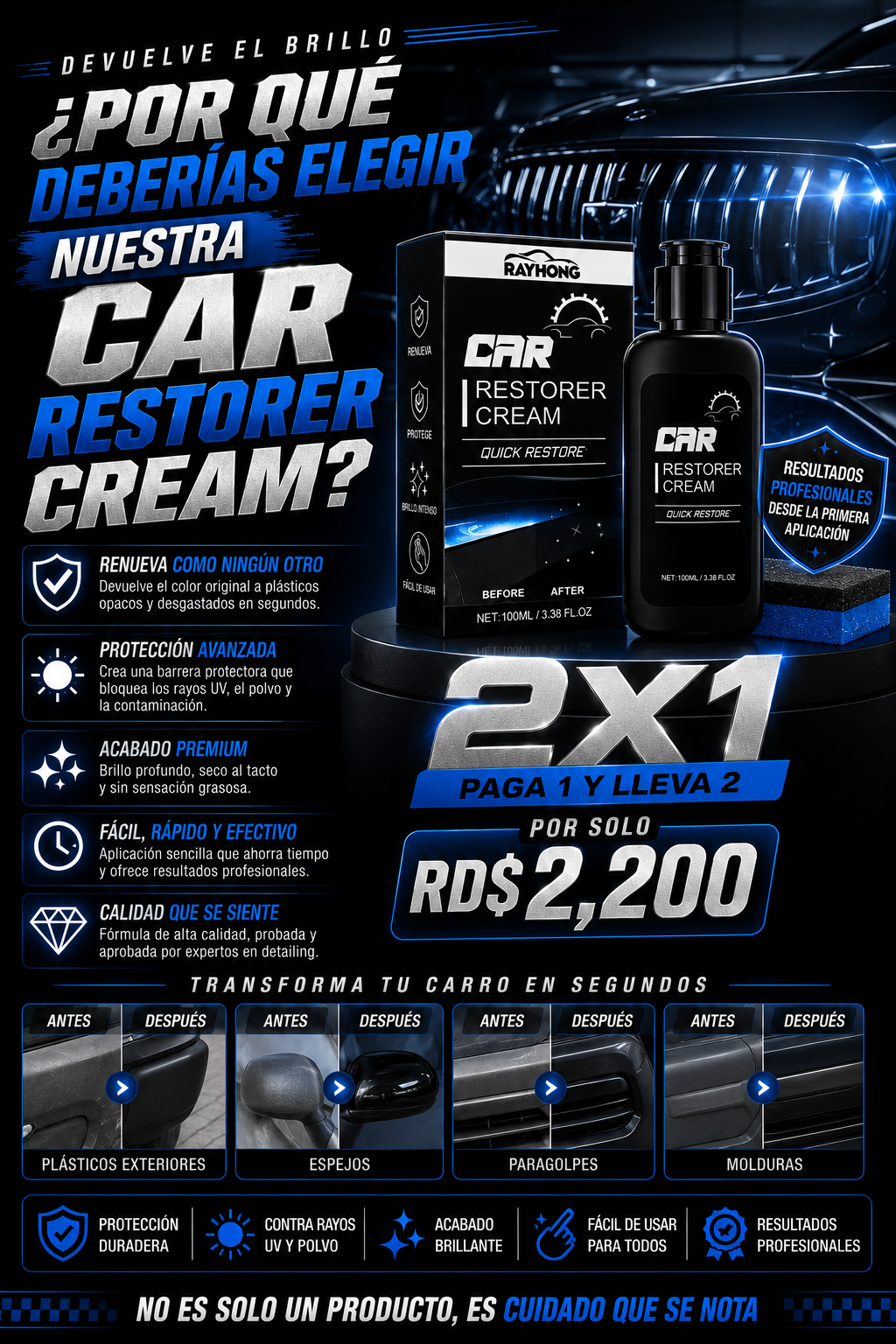 ReviveAuto Pro – Restaurador de Plásticos Automotrices