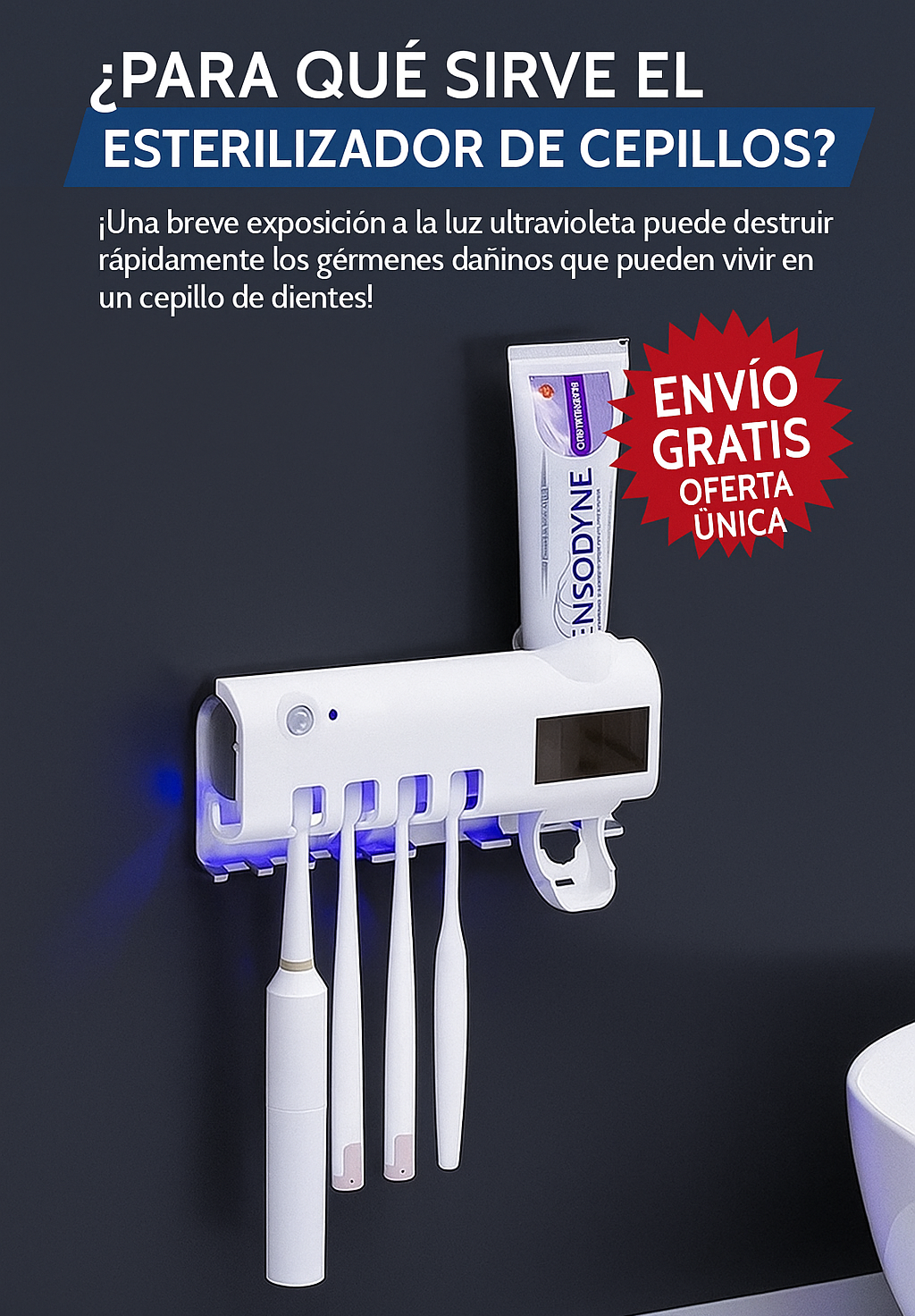 Esterilizador de cepillo, Elimina todo tipo de bacterias y virus en tu cepillo dental