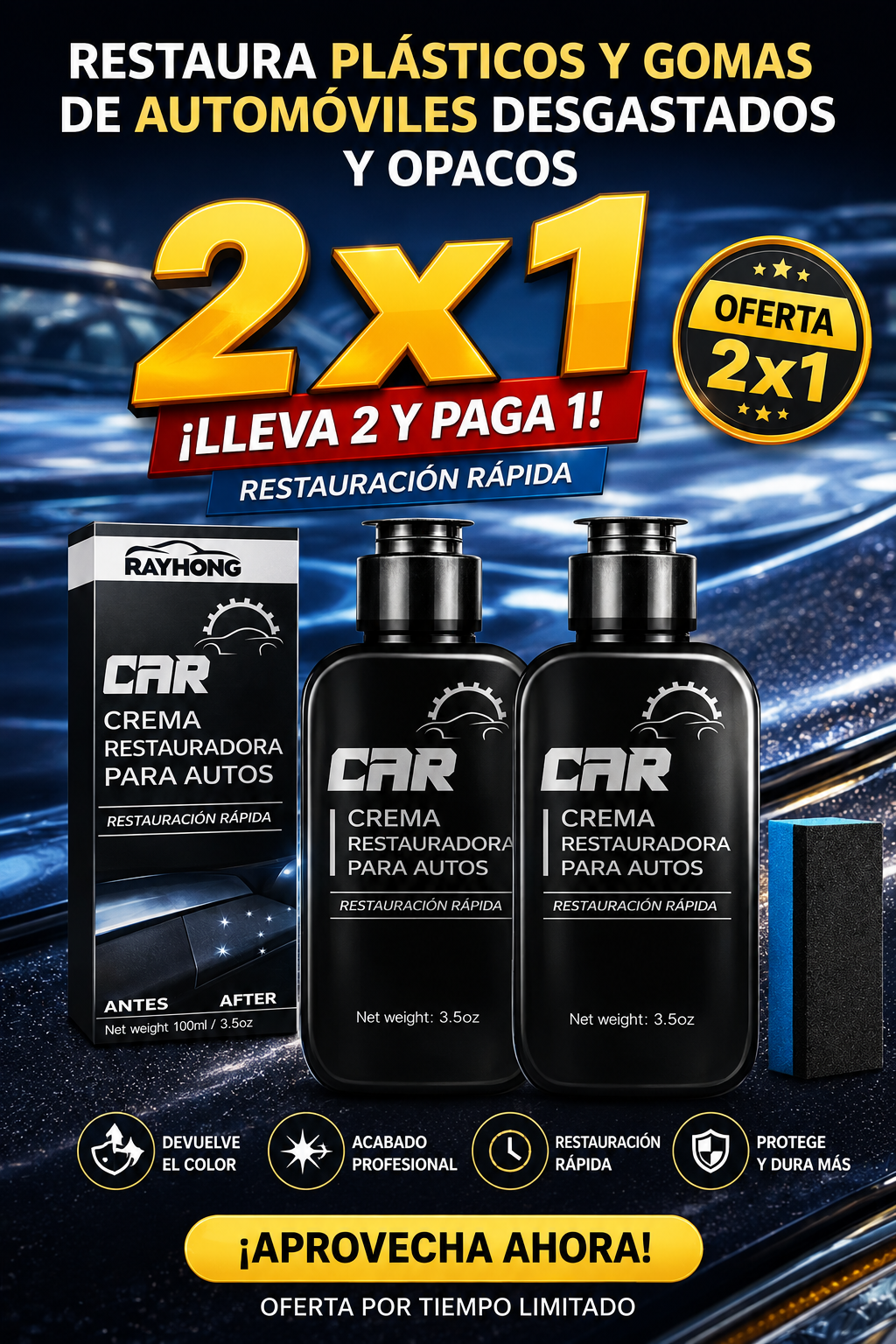 ReviveAuto Pro – Restaurador de Plásticos Automotrices