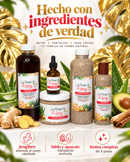 🌿 La Magia de Kary – Kit Capilar Anticaída, Crecimiento e Hidratación (5 Productos)