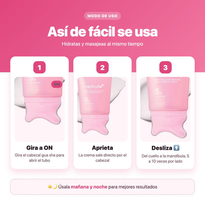 Modo de uso de la crema Medicube con gua sha en 3 pasos